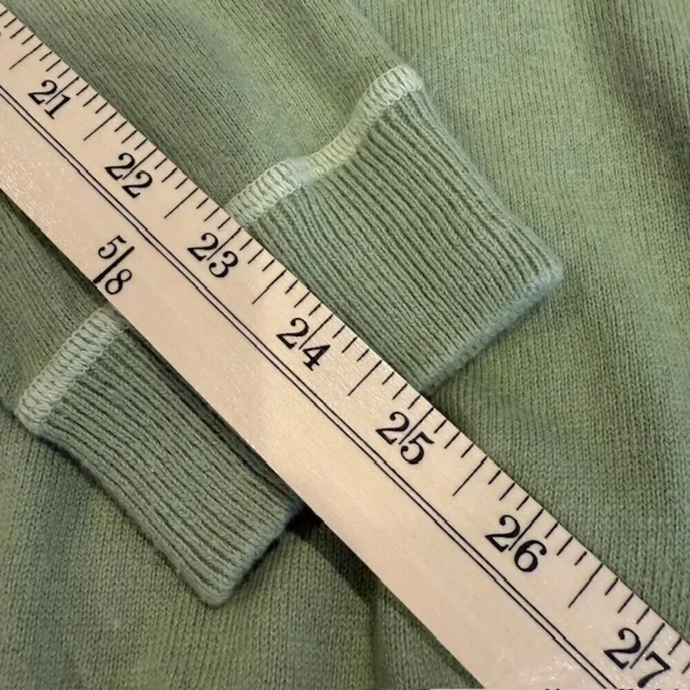 Banana Republic Cotton Cashmere V-Neck Sweater Contrast Stitch‎ Green Size Large